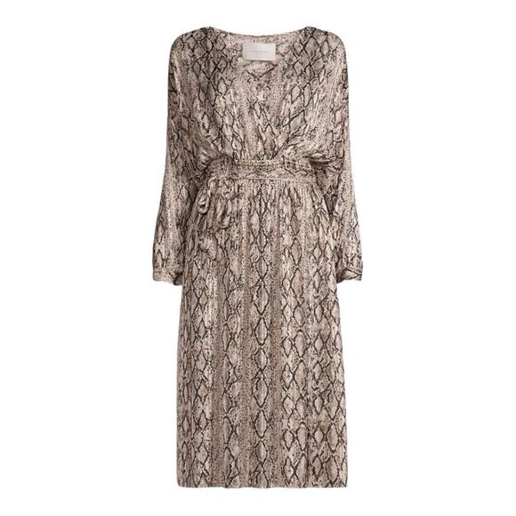 Brochu Walker Olivia Snake Print Blouson Midi Dress Size Medium - Picture 2 of 7